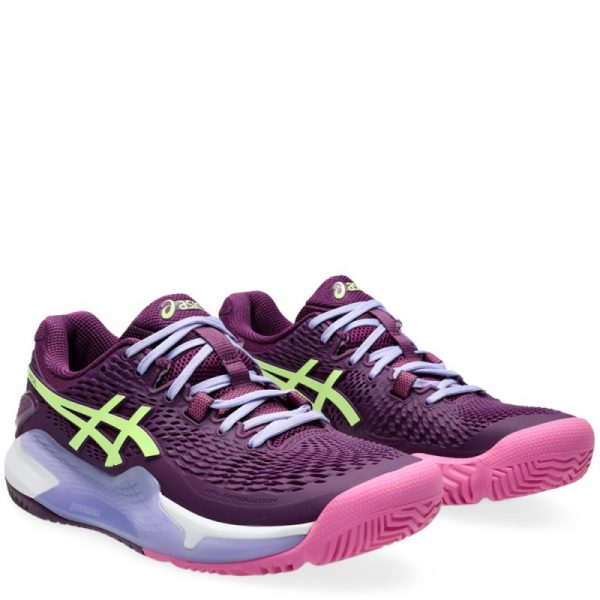 Zapatillas Asics - Gel Resolution  9 Padel Deep Mauve, Lime Green