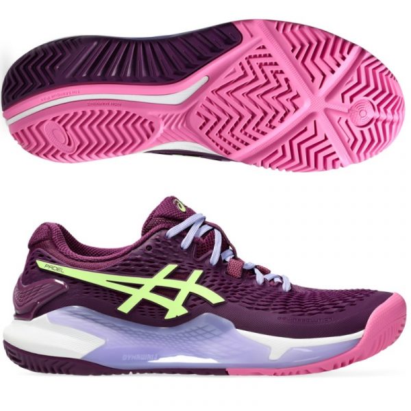 Zapatillas Asics - Gel Resolution  9 Padel Deep Mauve, Lime Green - Imagen 2